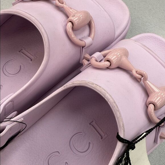 Gucci Light Pink Rubber Mules - Picture 11 of 15